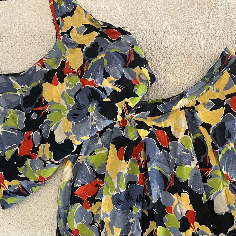 Christian Dior Sleeveless Top (8) Skirt (10) Set Yellow And Blue Flowers